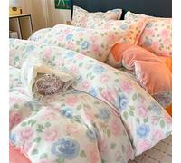 YongXinMY Parure de lit 3/4 pièces - Housse de couette d'hiver chaude en velours de lait imprimé de dessin animé - Taie d'oreiller douce et confortable en flanelle double face pour maison, chambre à