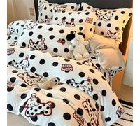 YongXinMY Parure de lit 3/4 pièces - Housse de couette d'hiver chaude en velours de lait imprimé de dessin animé - Taie d'oreiller douce et confortable en flanelle double face pour maison, chambre à