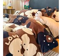 YongXinMY Parure de lit 3/4 pièces - Housse de couette d'hiver chaude en velours de lait imprimé de dessin animé - Taie d'oreiller douce et confortable - En flanelle double face pour maison, chambre à
