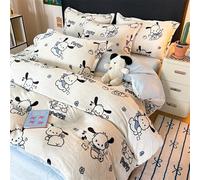 YongXinMY Parure de lit 3/4 pièces - Housse de couette d'hiver chaude en velours de lait imprimé de dessin animé - Taie d'oreiller douce et confortable en flanelle double face pour maison, chambre à