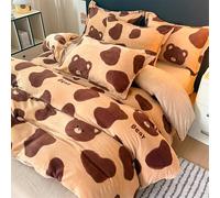 YongXinMY Parure de lit 3/4 pièces - Housse de couette d'hiver chaude en velours de lait imprimé de dessin animé - Taie d'oreiller douce et confortable - En flanelle double face pour maison, chambre à