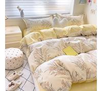 YongXinMY Parure de lit 3/4 pièces - Housse de couette en coton doux motif dessin animé Kawaii avec drap plat, taies d'oreiller confortables et confortables pour dortoirs d'étudiants, appartements