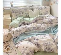 YongXinMY Parure de lit 3/4 pièces - Housse de couette en coton doux motif dessin animé Kawaii avec drap plat, taies d'oreiller confortables et confortables pour dortoirs d'étudiants, appartements