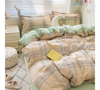 YongXinMY Parure de lit 3/4 pièces - Housse de couette en coton doux motif dessin animé Kawaii - Drap plat et taies d'oreiller confortables pour dortoirs d'étudiants, appartements, chambre à coucher