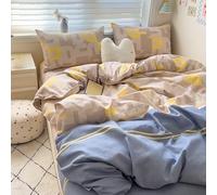 YongXinMY Parure de lit 3/4 pièces - Housse de couette en coton doux motif dessin animé Kawaii - Drap plat et taies d'oreiller confortables pour dortoirs d'étudiants, appartements, chambre à coucher