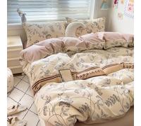 YongXinMY Parure de lit 3/4 pièces - Housse de couette en coton doux motif dessin animé Kawaii - Drap plat et taies d'oreiller confortables pour dortoirs d'étudiants, appartements, chambre à coucher