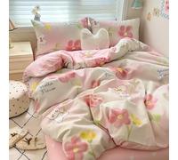 YongXinMY Parure de lit 3/4 pièces - Housse de couette en coton doux motif dessin animé Kawaii - Drap plat et taies d'oreiller confortables pour dortoirs d'étudiants, appartements, chambre à coucher