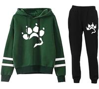 YongXinMY Survêtement 2 pièces pour femme Motif patte de chien Imprimé 3D Sweat à capuche et jogging Kawaii Y2k, # 3, M