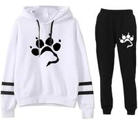 YongXinMY Survêtement 2 pièces pour femme Motif patte de chien Imprimé 3D Sweat à capuche et jogging Kawaii Y2k, # 1, XXL