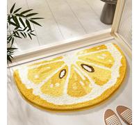 YongXinMY Tapis de bain demi-rond motif fruits, doux, absorbant, antidérapant, en microfibre touffetée, durable, lavable, pour toilettes, baignoire, chambre à coucher (citron, 40 x 60 cm)