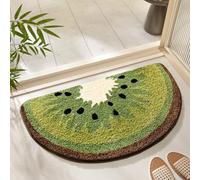 YongXinMY Tapis de bain demi-rond motif fruits touffeté, doux, absorbant, antidérapant, en microfibre touffetée, durable et lavable pour toilettes, baignoire, chambre à coucher (kiwi, 60 x 90 cm)