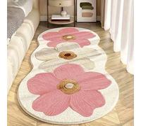 YongXinMY Tapis de bain en faux cachemire - Couverture décorative douce, absorbante, antidérapante et durable pour chevet, canapé, table basse, baie vitrée, sol (style 1-rose, 60 x 180 cm)