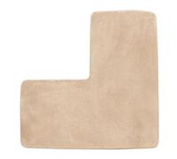 YongXinMY Tapis de bain en forme de L - Tapis de douche d'angle en polaire corail doux, antidérapant et absorbant l'eau, lavable pour douche carrée, toilettes, maison et spa (beige)