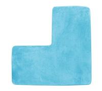 YongXinMY Tapis de bain en forme de L - Tapis de douche d'angle en polaire corail doux, antidérapant et absorbant l'eau, lavable pour douche carrée, toilettes, maison et spa (bleu clair)