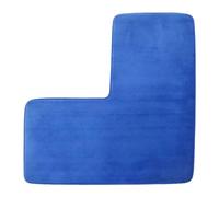 YongXinMY Tapis de bain en forme de L - Tapis de douche d'angle en polaire corail doux, antidérapant, absorbant l'eau, lavable pour douche carrée, toilettes, maison et spa (bleu)