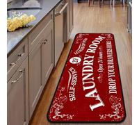 YongXinMY Tapis de buanderie vintage rétro en velours antidérapant et lavable, pour vestiaire, salle de bain, cuisine, entrée, ferme (rouge, 50 x 100 cm)