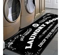 YongXinMY Tapis de buanderie vintage rétro en velours antidérapant et lavable, pour vestiaire, salle de bain, cuisine, entrée, ferme (noir, 50 x 160 cm)