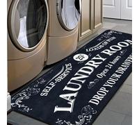 YongXinMY Tapis de buanderie vintage rétro en velours antidérapant et lavable, pour vestiaire, salle de bain, cuisine, entrée, ferme (gris, 50 x 160 cm)