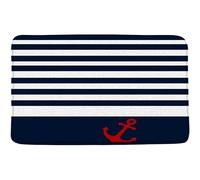 YongXinMY Tapis de couloir de salle de bain, motif ancre nautique, en flanelle, doux, absorbant, antidérapant à séchage rapide, pour salle de bain, cuisine, décoration d'intérieur côtière (120 x 160