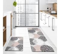 YongXinMY Tapis de cuisine anti-fatigue à motif floral en cuir synthétique épais, imperméable, résistant à l'huile, antidérapant, confortable pour cuisine, bureau, buanderie, entrée (#4, 44 x 75 cm)
