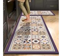 YongXinMY Tapis de cuisine antidérapant avec motif floral rétro - Style bohème - Imperméable et à séchage rapide - Pour cuisine, salon, buanderie, évier, couloir, entrée (#6, 60 x 90 cm)