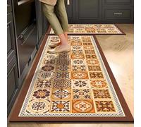 YongXinMY Tapis de cuisine antidérapant avec motif floral rétro - Style bohème - Imperméable et à séchage rapide - Pour cuisine, salon, buanderie, évier, couloir, entrée (#3, 40 x 120 cm)