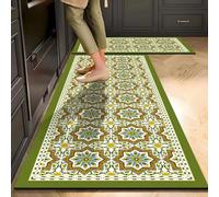 YongXinMY Tapis de cuisine antidérapant avec motif floral rétro - Style bohème - Imperméable et à séchage rapide - Pour cuisine, salon, buanderie, évier, couloir, entrée (#4, 60 x 90 cm)