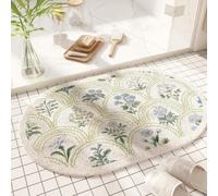 YongXinMY Tapis de salle de bain à imprimé floral de printemps - Tapis de bain pelucheux et antidérapant en microfibre pour entrée, chambre à coucher, cuisine, toilettes - Demi-cercle rectangulaire