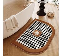 YongXinMY Tapis de salle de bain incurvé - Résistant aux taches - Imprimé rétro de style américain - Absorbant, antidérapant et à séchage rapide pour salle de bain, toilettes, décoration d'intérieur