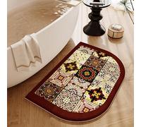 YongXinMY Tapis de salle de bain incurvé - Tapis résistant aux taches à imprimé rétro de style américain, absorbant, antidérapant à séchage rapide, pour salle de bain, toilettes, décoration