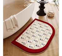 YongXinMY Tapis de salle de bain incurvé - Tapis résistant aux taches à imprimé rétro de style américain, absorbant, antidérapant à séchage rapide, pour salle de bain, toilettes, décoration