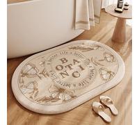YongXinMY Tapis de salle de bain ovale - Résistant aux taches - Motif imprimé rétro - Tapis de bain en faux cachemire absorbant, antidérapant à séchage rapide, pour salle de bain, toilettes