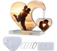 YONGZHIKEJI Resine Epoxy Moule Silicone Ensemble Coeur avec Base, Moule Epoxy en Silicone pour Bricolage, Carte Coeur Cadre, Décoration Cadeau Fait à la Main