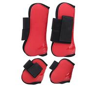 YONGZURA Horse Tendon Boots | Thick PU Shell & Neoprene Padding for Jumping Support | Front & Rear Leg Guards for Riding/Training/Competition | Secure Strap Design (A Set of Four Large)