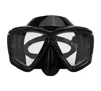 Yongzura - Lunettes de plongée avec Tuba - Étanches - Anti-buée - Verres en Verre trempé - Sangles réglables en Silicone - pour Adultes - Hommes et Femmes (Noir)