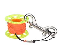 YONGZURA Scuba Diving Finger Spool Reel | 15m Orange Line & Stainless Steel Hook | Sturdy Plastic Spool for Cave/Technical Diving | 4 Colors, 40g Lightweight (Yellow Wheel)