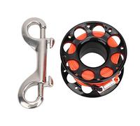 YONGZURA Scuba Diving Finger Spool Reel | 15m Orange Line & Stainless Steel Hook | Sturdy Plastic Spool for Cave/Technical Diving | 4 Colors, 40g Lightweight (Black Wheel)