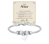 Yonhon Bracelet avec inscription « To My Granddaughter / Nièce » en forme de cœur et strass pour une grande sœur, cadeau d'anniversaire, de Noël, de Pâques, Acier inoxydable, Strass