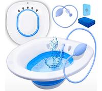 Yoni Bain de siège pour hémorroïdes de toilette post-partum, bain de trempage périnéal au-dessus du siège de toilette, lavabo pliable avec chasse d'eau pour traitement de l'inflammation anale