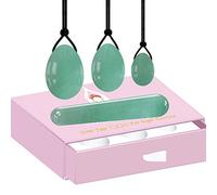 Yoni Egg Set Aventurine Yoni Egg Kege Ball 100% Naturel Jade Femmes Kegel Exerciseur Boules d'hygiène féminine percées et non percées, ensemble percé avec boîte