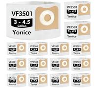 Yonice Lot de 15 sacs à poussière VF3501 de taille C compatibles avec les aspirateurs Ridgid & Workshop de 10 à 4,5 litres, sacs filtrants jetables de rechange # 23738 VF3501 WS32045F