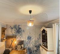 YONIISEA Suspension Lustre Vertigo Doré 100m, Maximum 24W Moderne Vertigo Suspension Lustre, Conception de Chapeau en Tissu de Fibre de Simple et CréAtive + Art de Fer, Salon