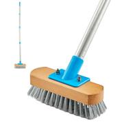 YONILL Brosse à récurer en Acier Inoxydable avec Long Manche - Brosse de Piscine Robuste de 152,4 cm avec Poteau, brosses de Nettoyage en Fil pour Surfaces Rugueuses, sols en béton, Patio, Jardin,