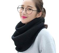 YONKOUNY Écharpe d'Hiver en Tricot Femme Chaud Tube Cercle Collier Foulard Couleur Unie Tricoté Bouclée Cache-Cou