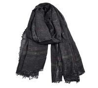 YONKOUNY Écharpe Douce Chaude Homme Coton Lin Confortable Foulards Chèche à Rayures Écharpe Longue Chale Stole pour Automne et Hiver (Noir)