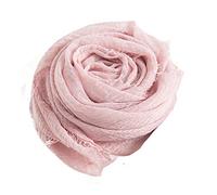 YONKOUNY Echarpe en Coton et Lin Femme Hiver Chaud Foulard Élégant Longue Echarpe Couleur Unie Châle Cache-cou pour Mariage Soirée Cocktail Fête (Rose Clair)