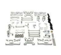 YONMFRDS pour Wltoys 144016 144018 1/14 Support Moyeu Direction Métal Biellette Bras Oscillant Kit Tour D'amortisseur Pièces Accessoires Voiture Radiocommandée RC Pièces De Bricolage(Silver)