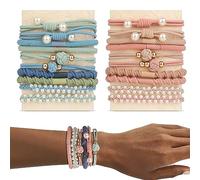 YONOY Lot de 20 élastiques à cheveux avec perles pour femme, 5 styles bohèmes pour queue de cheval, sans dommage, pour cheveux épais, queue de cheval