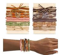 YONOY Lot de 20 élastiques à cheveux bohème pour femme, 5 styles bohèmes pour queue de cheval, sans dommages, bijoux de cheveux