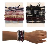YONOY Lot de 20 élastiques à cheveux bohèmes pour femme, 5 styles bohèmes, élastiques pour queue de cheval, sans dommage, pour cheveux épais, queue de cheval